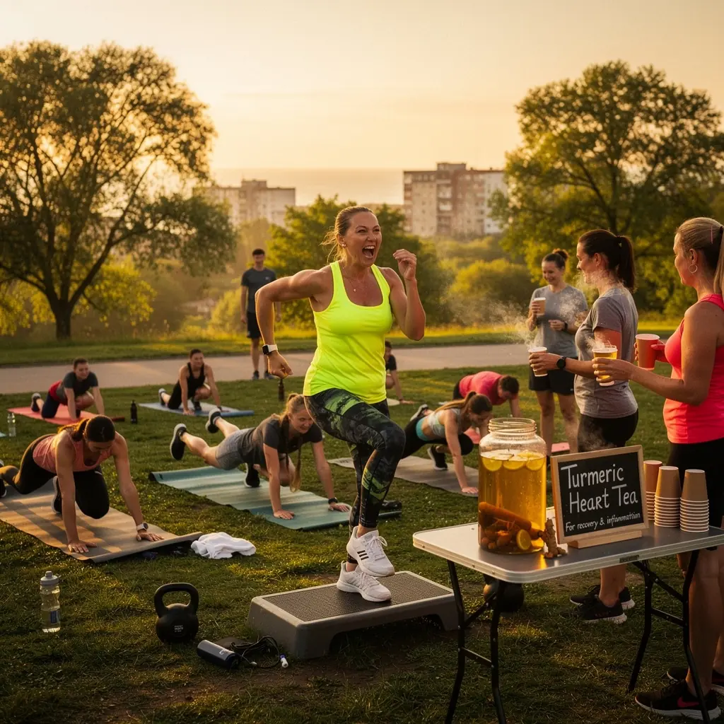 Arbatos ingredientų artimas planas, pabrėžiantis ciberžolę.
